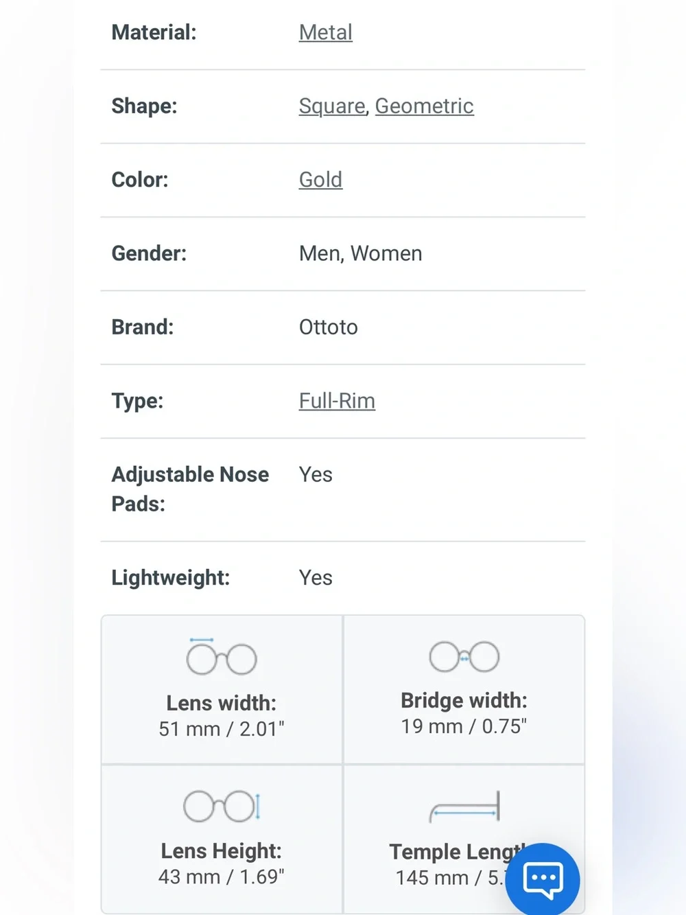 Ottoto After Hours Eyeglasses - Gold Frame - Small Adult Size - Pre-owned w/ RX
